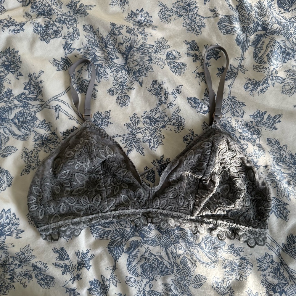 Elegant Gray Lace Bralette